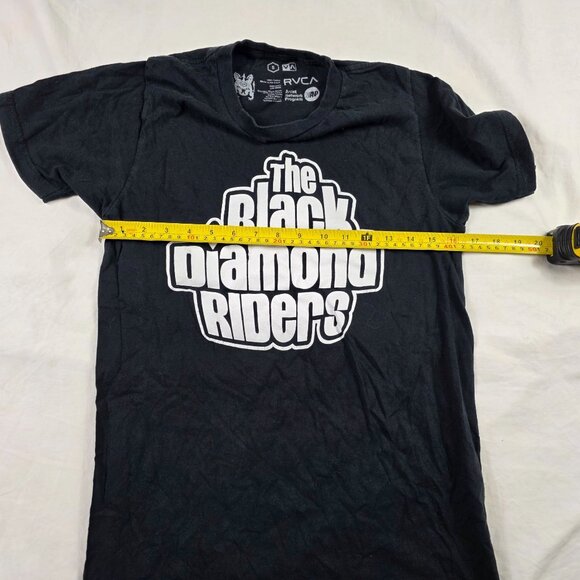 RVCA Mens Size Small Black Graphic T Shirt Black Diamond Riders Casual Walking - Picture 6 of 9